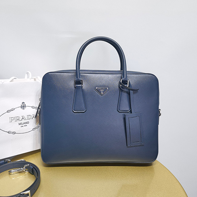 prada saffiano leather zipper briefcase #2VE368